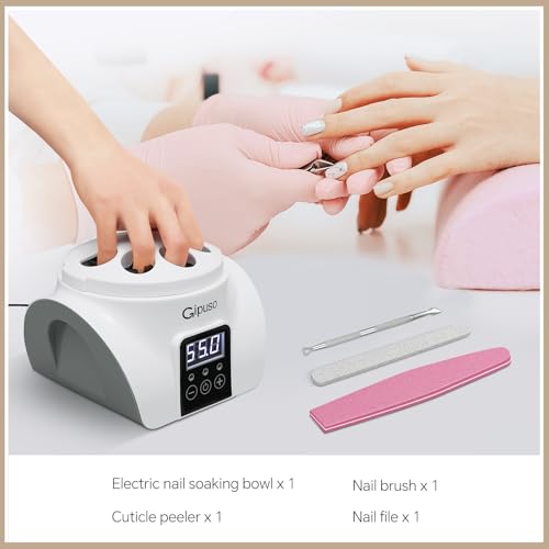 Electric Nail Soaking Bowl, Adjustable temperature,With temperature display,Gel Nail Polish Soak off Bowl, Acetone Soaking Bowl, 50% Faster Soaking, Soak & Steam Mode, Acrylic Nail Dip Powder Remover