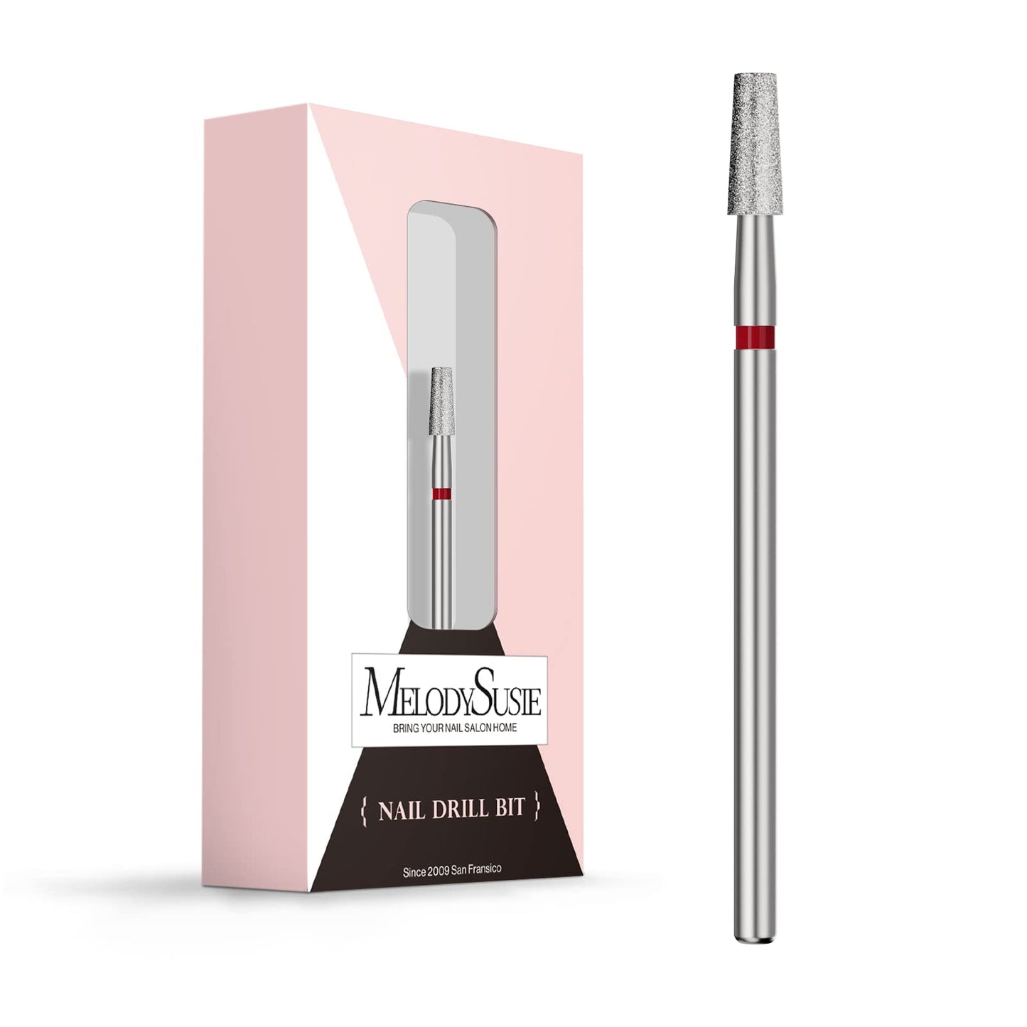 MelodySusie 3mm Short Tapered Barrel Cuticle Clean Nail Drill Bit 3/32'', Professional Safety Carbide Diamond Under Nail Cleaner for Cuticle Dead Skin Nail Prepare, Beginners Bits, Series Bit-S, Fine
