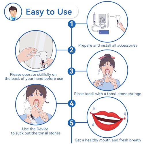 Upgraded Electronic Tonsil Stone Remover,10 in 1 Tonsil Stone Removal Kit,Tonsil Stone Vacuum with Built-in Blue Light,Easy to Use, Fight Bad Breath, Instant Suction