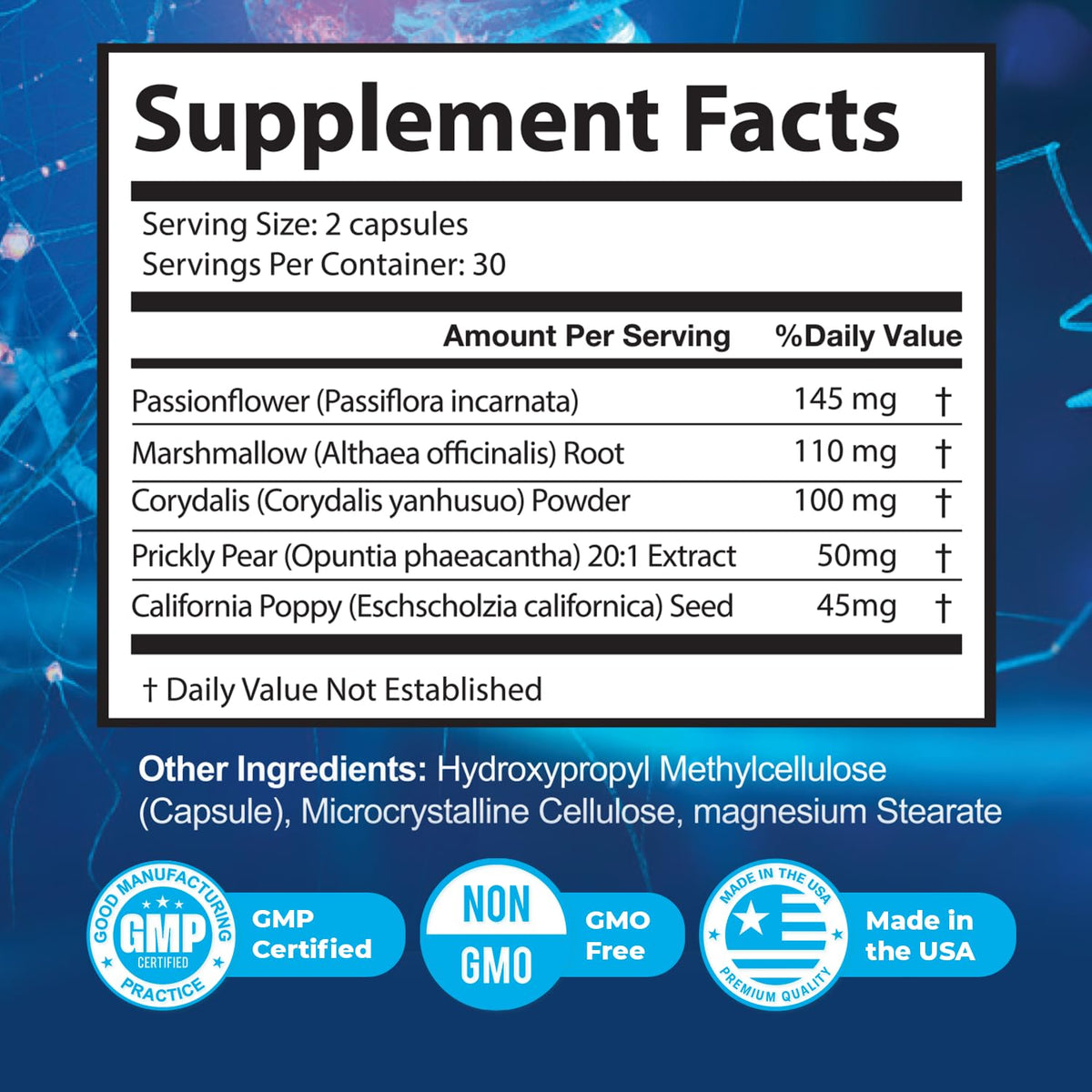 NerveAlive – Natural Daily Wellness Supplement w/ Passionflower, Marshmallow Root & Prickly Pear Extract – 100% Natural Ingredients, Non-GMO, GMP Certified, Made in USA – 60 Capsules, 3 Month Supply