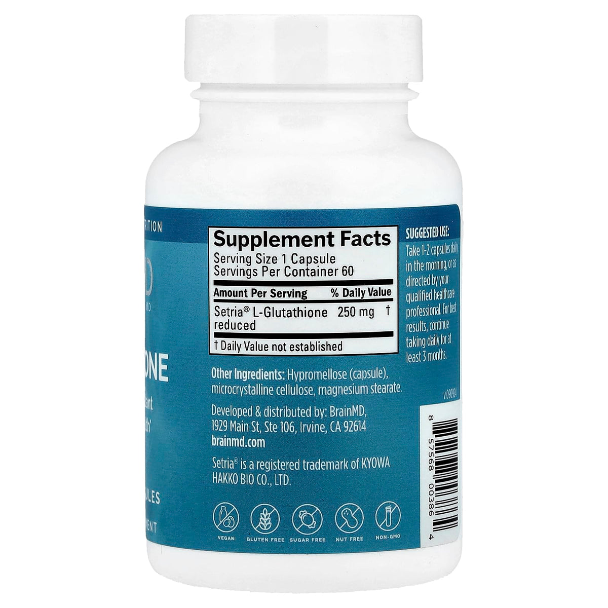 BrainMD Glutathione Ultra - Antioxidant Support Supplement - 60 Capsules
