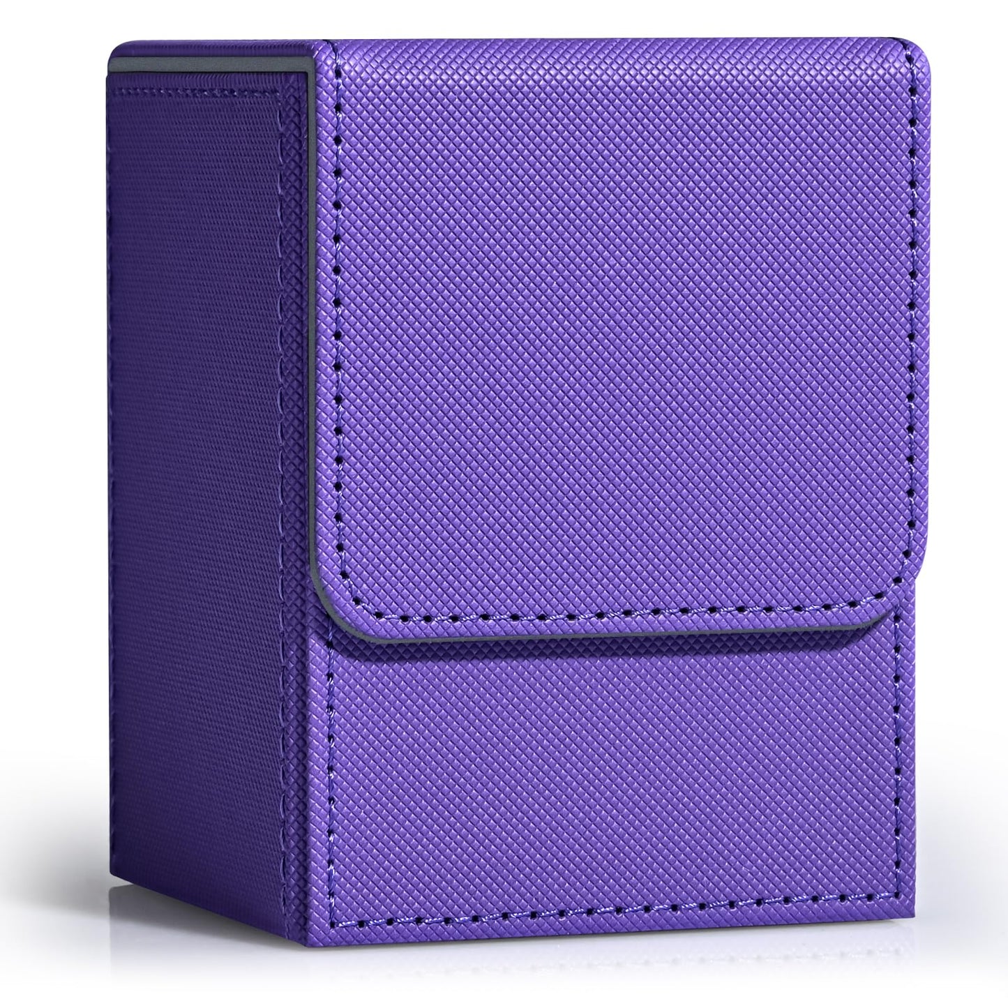 ZLCA Card Deck Box for Trading Cards, MTG YuGiOh Deck Case Holds 100+ Single Sleeved Cards, PU Leather Magnetic Card Storage Box Fits for TCG CCG Magic Game Cards (Purple)