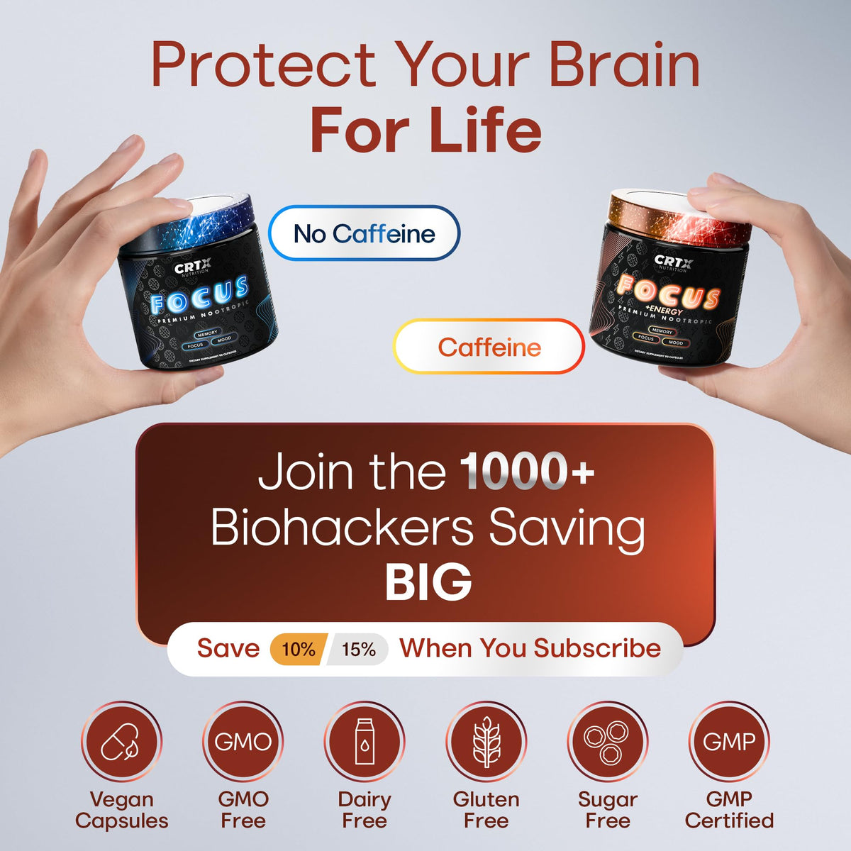 Nootropic Strongest Focus Supplement - Clinically Backed Ingredients Made in USA - Scientifically Backed Doses - Supplement for Brain Fog - AlphaGPC, Lions Mane, Rhodiola and More 10:1 90 Capsules