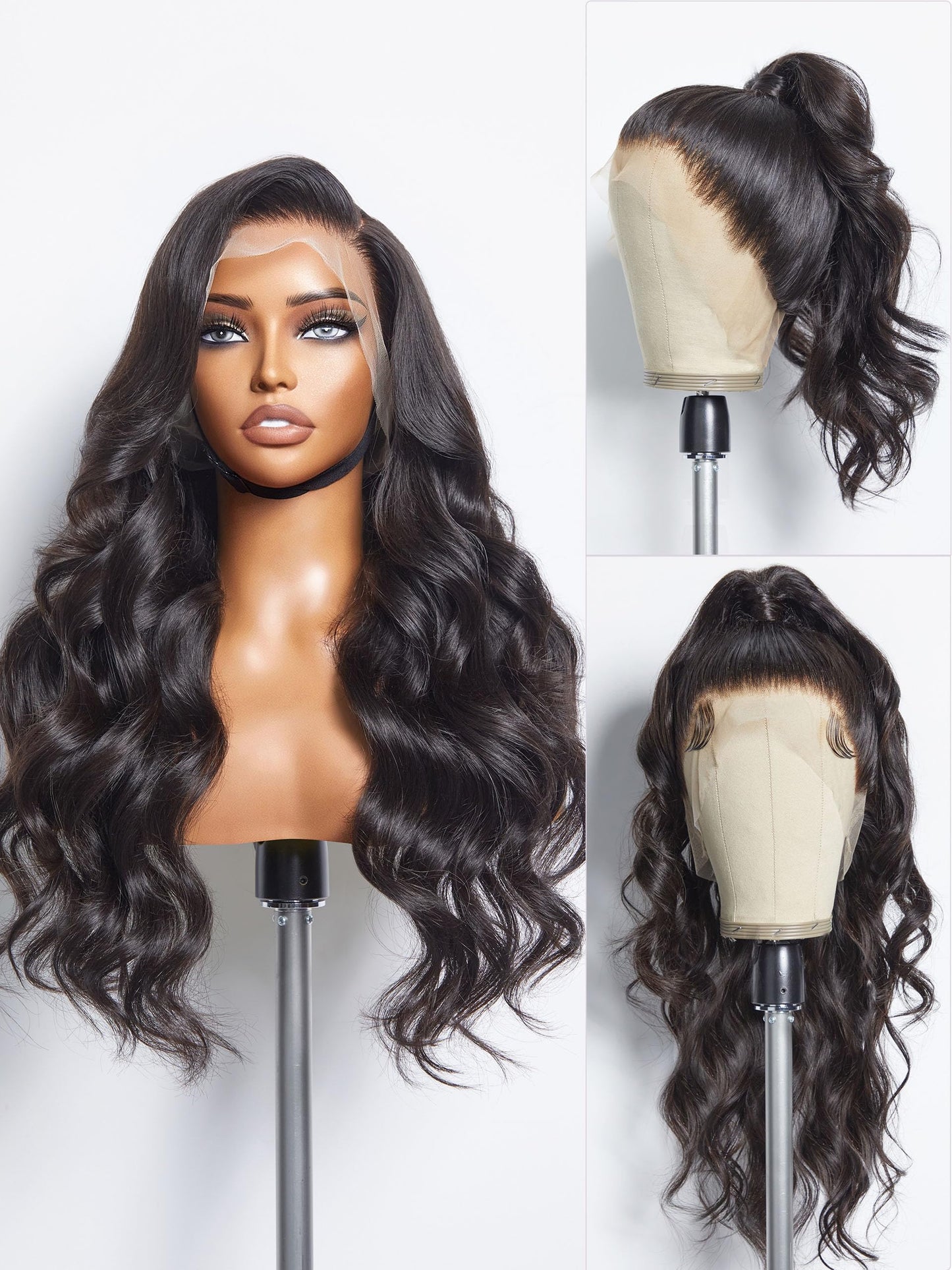 LUVME HAIR 22'' Loose Body Wave 360 Lace Frontal Wigs Human Hair Lace Glueless Human Hair Wig Pre Plucked Long Black Body Wave Wig