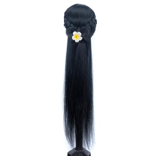YK 26" Multicolored Synthetic Fiber Hair Mannequin Head with Clamp Stand - Cosmetology Doll Head