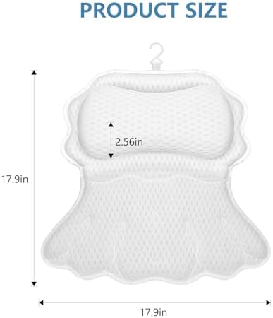 SetSail Bath Pillow, Relaxing Bath Pillows for Tub Neck and Back Support Soft 4D Breathable Air Mesh Ergonomic Bathtub Pillow with 6 Strong Suction Cups and Hook Luxury Bathroom Accessories,White