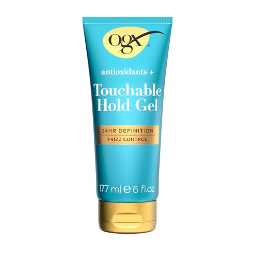 OGX Antioxidants + Touchable Hold Gel, Medium Hold Hair Styling Gel for 24 Hour Definition & Frizz Control, Anti-Humidity Hair Gel with a Soft, Non-Sticky Texture, Paraben-Free, 6 fl. oz
