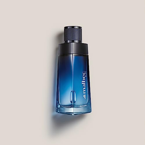 Malbec Blue Eau de Toilette By O Boticário, Cologne For Men Long Lasting Men's Fragrance, French Oak Barrel-Aged Red Wine & Woody Fougére Scent, 3.4 Ounce