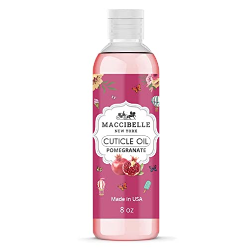 Maccibelle Cuticle Oil For Nails Refill size for Dry Cracked Cuticles (8 Ounce, Pomegranate)