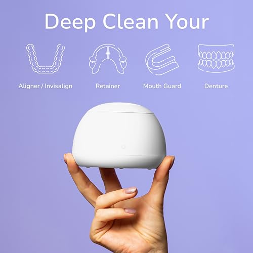 Zima Dental Pod | Arctic White | Ultrasonic Retainer Cleaner Machine | Aligner, Nightguard, Mouth Guard, Denture Cleaner | Oral Dental Care FSA HSA Approved