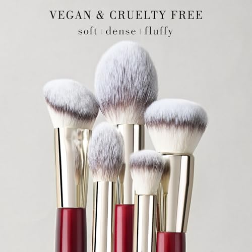 BEILI Makeup Brushes 15Pcs Professional Eyeshadow Brush Set Premium Synthetic Makeup Brushes for Liquid, Cream & Powder Eyeshadow(Red)