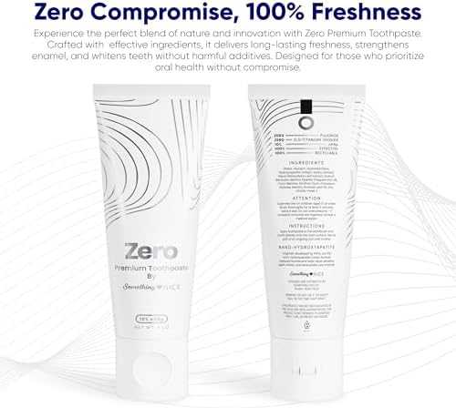 Zero Premium Toothpaste by Something Nice – Dentist Recommended Mint-Flavored Toothpaste with 10% Nano Hydroxyapatite, Fluoride-Free, SLS-Free, Enamel Repair for Adults & Kids Oral Care, Made in USA