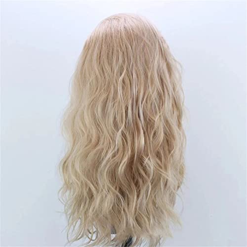 ELESTY Long Natural Curly Glueless Lace Front Wig Gloden Blonde Synthetic Lace Front Wigs for Women Left Part Glueless Heat Resistant Fiber Hair Daily Party Wig …