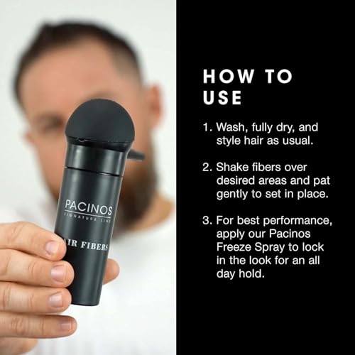 Pacinos Hair Fiber Kit - Conceal Thinning Hair Instantly with Fiber Hold Spray - Dark Brown
