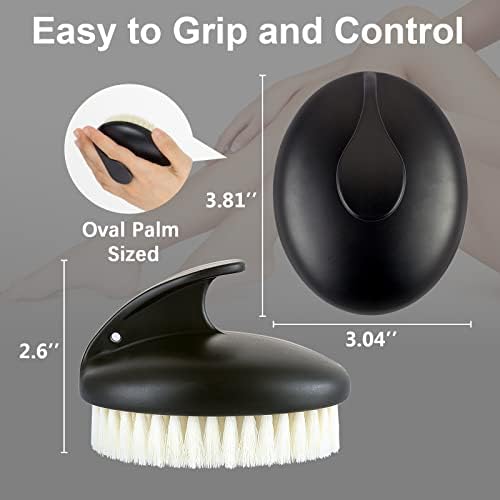 Dry Brushing Body Exfoliating Brush, Anti Slip Body Scrubber for Shower, Never Mold Shower Body Cleaning Brush for Deep Cleansing & Soften Skin, Improve Circulation (Black-2 Pack)