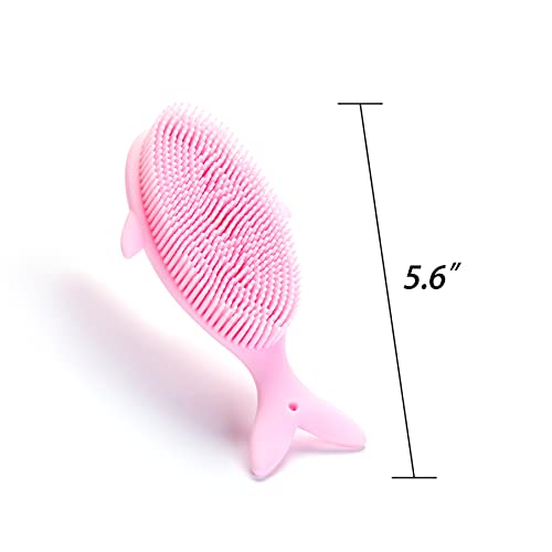Premium Sensory Brush for Kids or Autism,Soft Silicone Body Scrubber,2 in 1 Sensory Room Occupational Therapy Sensory Brushes,Silicone Loofah,Pet Shower Brush Bath Brush Shampoo Brush(Whale-Yellow)