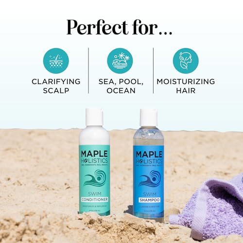 After Swim Shampoo and Conditioner Set - Chlorine Shampoo and Conditioner for Swimmers with Tea Tree and Rosemary Oil - Clarifying Shampoo for Hard Water Chlorine and Saltwater with Replenishing Oils