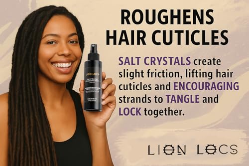 Lion Locs Starter Twist and Lock Spray for New Dreadlocks | Vegan Sea Salt Mist with Essential Oils & Aloe (4oz)