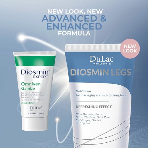 Dulàc - Diosmin Legs 5.07 Fl Oz - Varicose Veins Treatment for Legs, Gel Cream for Circulation and Spider Veins, Cooling Effect Diosmin and Horse Chestnut Cream for Leg Swelling Relief