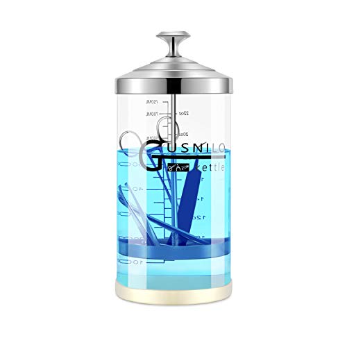 Gusnilo Barbicide Jar 30 Oz with Stainless Steel Tray, Barber Sanitizing Jar, Salon Disinfectant Jar for Nail Tools, Hair Salon,Spa