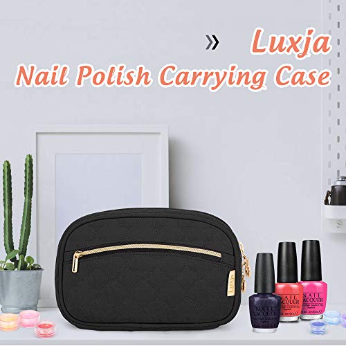 LUXJA Nail Polish Case - Holds 10 Bottles (15ml - 0.5 fl.oz), Nail Polish Organizer with Zipper Pockets (Bag Only), Black