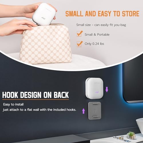 Toothbrush Sanitizeri Case with U V-C Lights, Dryer Heating, Fan Drying - Rechargeable Portable Toothbrush Cover, Hook Wall Mount Sterilizeri Box for Home, Travel & Fits All Toothbrushes