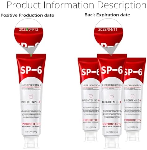 SP-6 Probiotics Whitening Toothpaste - Probiotics for Teeth Whitening and Gum Health - Enamel-Safe, Fluoride-Free, Double Mint Flavor,Fresh Breath (3)