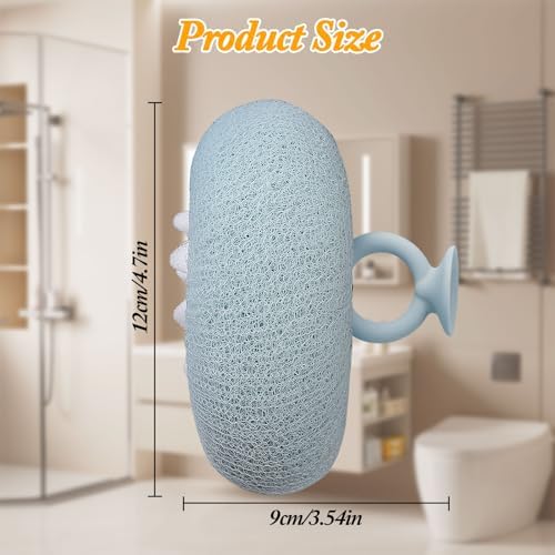 3Pcs 2-in-1 Sunflower Bath Ball, Super Soft Exfoliating Bath Sponge Cleaning Brush, Bath Loofah Sponge，Hangable Suction Cup Bath Ball for Women Men(Pink+Blue-Green+Purple)