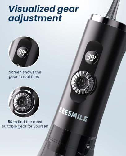 Water Dental Flosser Teeth Pick: 100 Modes Portable Cordless Oral Irrigator 300 ML Rechargeable Water Flosser IPX7 Waterproof Powerful Battery for Home Travel - Black