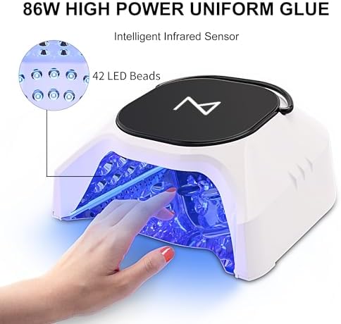 M - GlowPro Professional Hybrid 86W Wireless Rechargeable UV LED Nail Curing Lamp Cordless Nail Dryer for Gel Nails, Manicure, Pedicure (Ombre Purple)