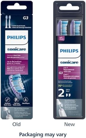 Philips Sonicare G3 2-in-1 Plaque Removal + Gum Care Brush Heads, Genuine Replacement Toothbrush Heads, White, 2 Pack, HX9052/65
