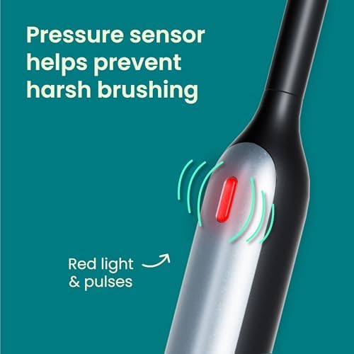 Quip Rev 360 Oscillating Rechargeable Electric Toothbrush with Extra Brush Head - Soft Bristles, Pressure Sensor, 3 Intensities, 30-Day Battery Life, Travel Case, Mirror Mount - Blue Stone