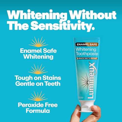 Lumineux Teeth Whitening Toothpaste 3 Pack Peroxide Free Enamel Safe for Sensitive Whiter Teeth, Fluoride Free, No Alcohol, Artificial Colors, SLS Free Dentist Formulated - 3.75 Oz