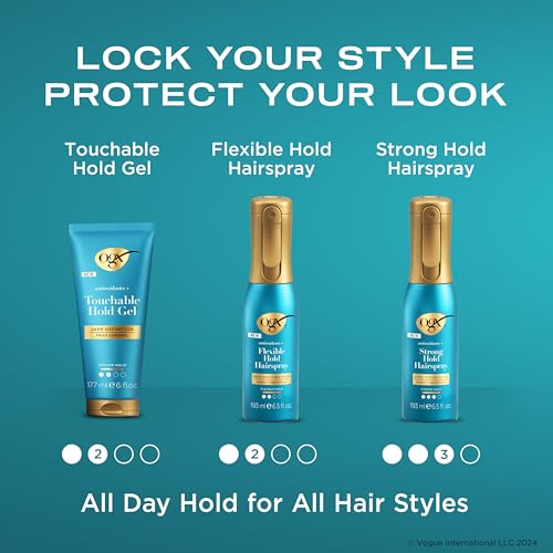 OGX Antioxidants + Touchable Hold Gel, Medium Hold Hair Styling Gel for 24 Hour Definition & Frizz Control, Anti-Humidity Hair Gel with a Soft, Non-Sticky Texture, Paraben-Free, 6 fl. oz