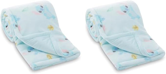Disney Mickey Mouse, Minnie Mouse, Winnie The Pooh, Lilo and Stitch 2-Ply Infant Blanket - Soft Fleece with Polyfill - Cozy and Warm Baby Blanket for Baby Boys and Girls, 30x40 Inches (Pack of 2)