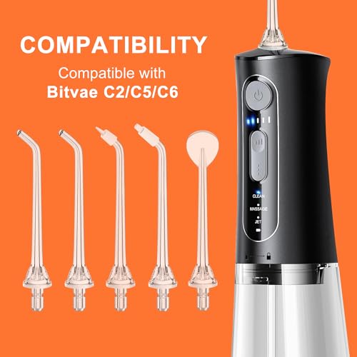 Replacement Tips for Bitvae C2/C5/C6 Water Flosser, Replacement Heads Oral Irrigator Jet Tips with Storage Case Only CompatibleC2/ C5/C6 Water Flosser
