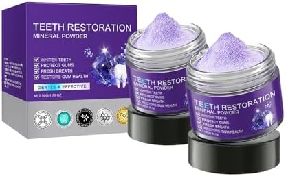 Teeth Restoration Mineral Powder, Mineral Tooth Powder, Dental Restoration Mine RAL Po wder, in Strengthening Teeth and Gums, Protect Gums and Freshen Breath 2pcs