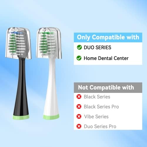 Replacement Toothbrush Heads for AquaSonic Duo Series, 5 White & 5 Black Brush Heads with Covers