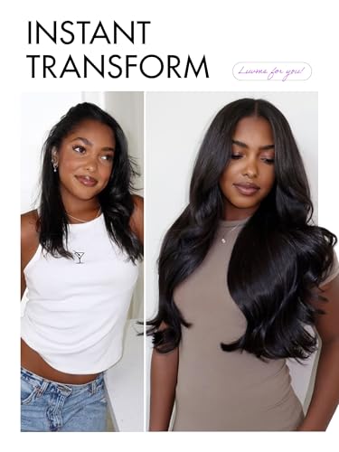 LUVME HAIR All-Day Comfort Real Glueless 7x6 HD Lace Wig 200% Density PartingMax Lace Wigs Loose Body Wave Lace Front Wigs Human Hair Pre Cut Plucked Lace Frontal 18 Inches Natural Black Color