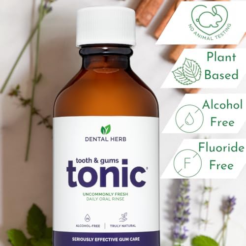 Dental Herb Company Tooth & Gums Tonic Oral Rinse – Natural Professional Strength Mouthwash with Essential Oils & Herbs for Gum Health, Bad Breath & Gum Irritation – Alcohol-Free, 18 oz. (2 Bottles)