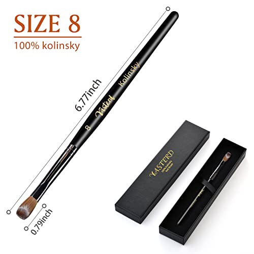 Yasterd Acrylic Nail Brush 100% Kolinsky Acrylic Brushes for Nails Size 8 Oval Crimped Shaped Nail Brushes for Acrylic Application Black Wood Handle Professional Nail Art Powder Brush Manicure Tool