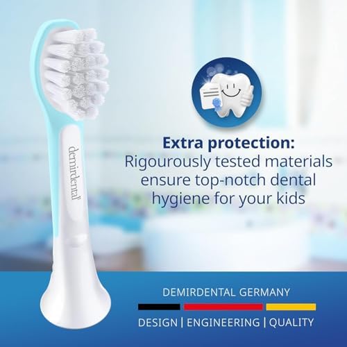 Kids Mini Toothbrush Heads Compatible with Philips Sonicare Kids Toothbrush Heads - Replacement Heads Mini Sensitive - Brush Heads from Ages 3 to 6 - Turquoise - Replaces HX6038-8 Pack