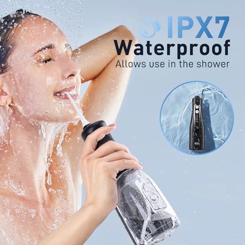 Water Dental Flosser Teeth Pick - 4 Modes Cordless Oral Irrigator - 300ML Portable and Rechargeable IPX7 Waterproof - Water Dental Piks for Cleaning for Home Travel - Oral Dental Care Fsa Hsa