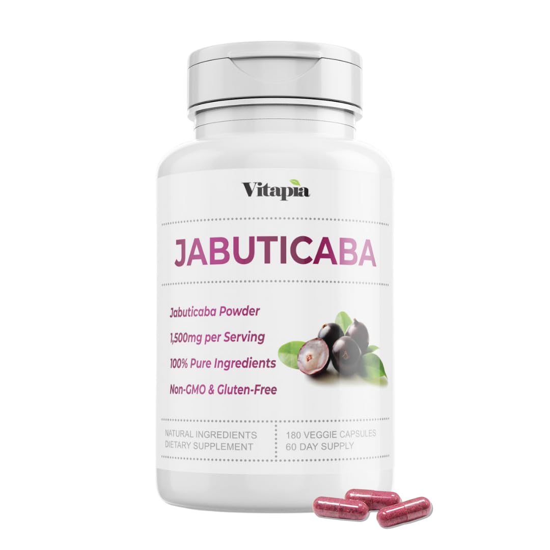 Vitapia Jabuticaba Fruit Powder Supplement for Antioxidant, Better Lung Health, Digestion, Immune Support - 1500mg Per Serving - 180 Vegan Capsules, Non-GMO, Gluten-Free