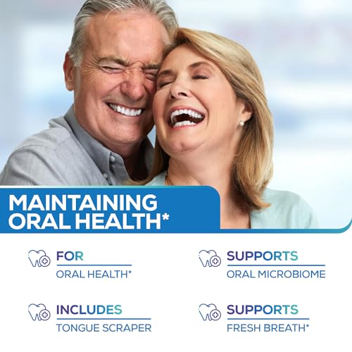 Oral Probiotics & Tongue Scraper for Bad Breath Support - Chewable Dental Probiotic for Teeth & Gums & Fresh Breath - 6 Probiotic Strains - BLIS M18 - Supportive Oral Probiotic - Mint Flavored - 60ct