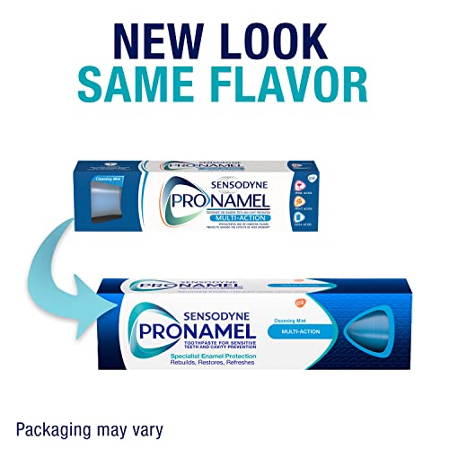 Sensodyne Pronamel Multi-Action Enamel Toothpaste for Sensitive Teeth, to Reharden and Strengthen Enamel, Cleansing Mint - 4 Ounces