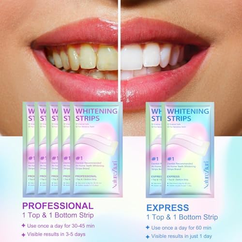 Teeth Whitening Strips,7-Day whitening Strips,Peroxide Free,Sensitive Teeth Whitener,Enamel Safe for Whiter Teeth,Deep Stains Removal,nstant Teeth Whitening Without The Harm (28pcs)