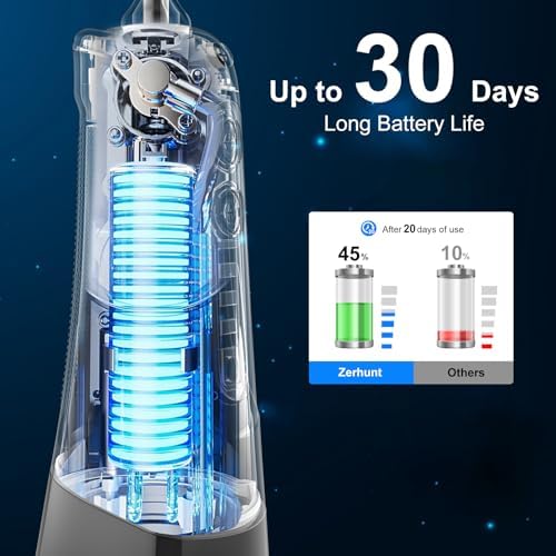 Water Dental Flosser Pick for Teeth: 4 Modes Cordless Portable Water Flossers Teeth Cleaner Rechargeable 300ML IPX7 Waterproof Oral Irrigator Flossing Cleaning Picks for Home Travel