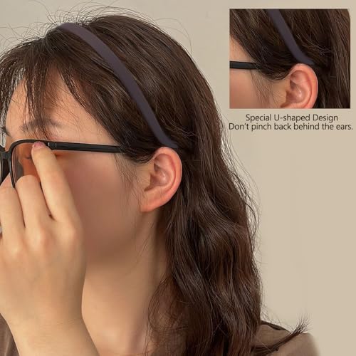 TOBATOBA Headbands for Glasses Wearers 10Pcs, Sunglasses Headband for Women Girls, No Headache Headband Flex, Comfortable Headbands Non-slip, Square Headband, Matte Plastic Headbands No Pressure