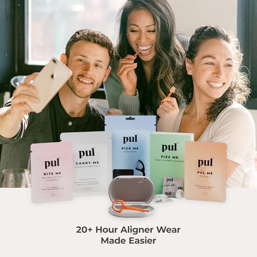 PUL Clear Aligner & Retainer Case – for Invisalign, Partial Dentures, Mouth & Night Guards, PUL Removal Tool, Dental Removables – Plastic Holder w/Secure Magnet Closure, Sleek & Slim Design – Gray
